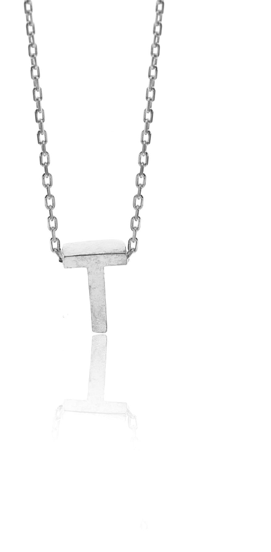 Söğütlü Silver T Harfli 925 Ayar Kararmayan Forse Zincir Kadın Gümüş Kolye 42 cm