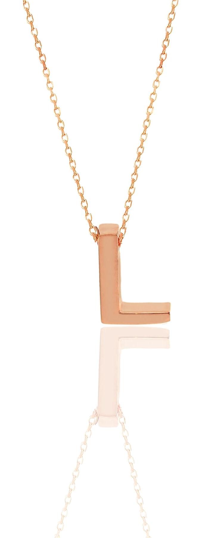 Söğütlü Silver L Harfli 925 Ayar Kararmayan Forse Zincir Kadın Gümüş Kolye 44 cm