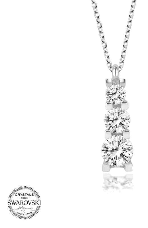 Supertrend Beyaz Swarovski Taşlı 925 Ayar Kararmayan Tektaş Zincir Kadın Gümüş Kolye 50 cm