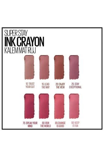 Maybelline New York Super Stay Ink Crayon No:100 Reach High Suya Dayanıklı Kalın Mat Dudak Kalemi Pembe