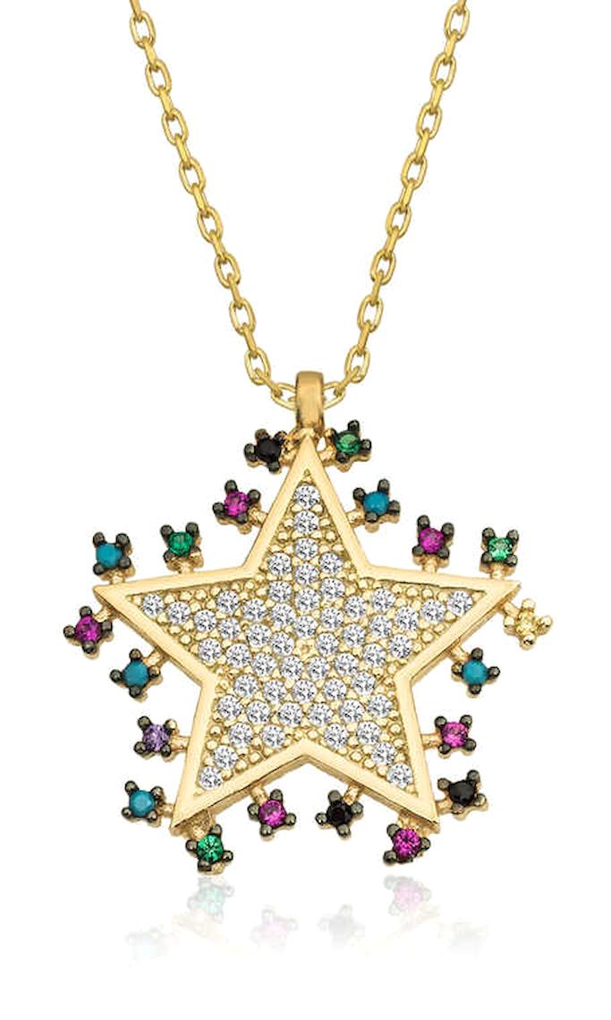Aya Diamond Mücevherat Kartanesi Çok Renkli Zirkon Kararmayan Düz Zincir Kadın Gümüş Kolye 45 cm