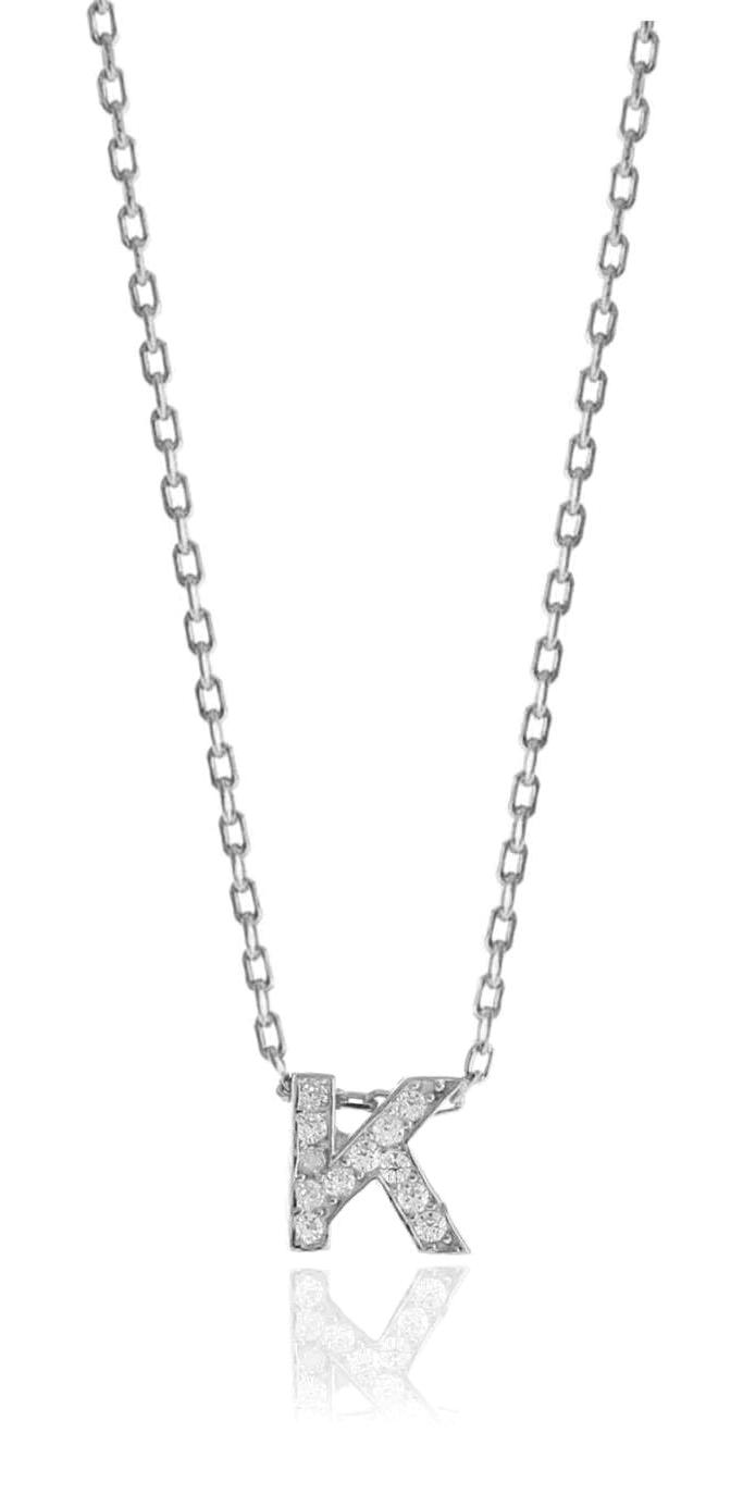 Söğütlü Silver Beyaz Zirkon Taşlı K Harfli 925 Ayar Kararmayan Forse Zincir Kadın Gümüş Kolye 40 cm