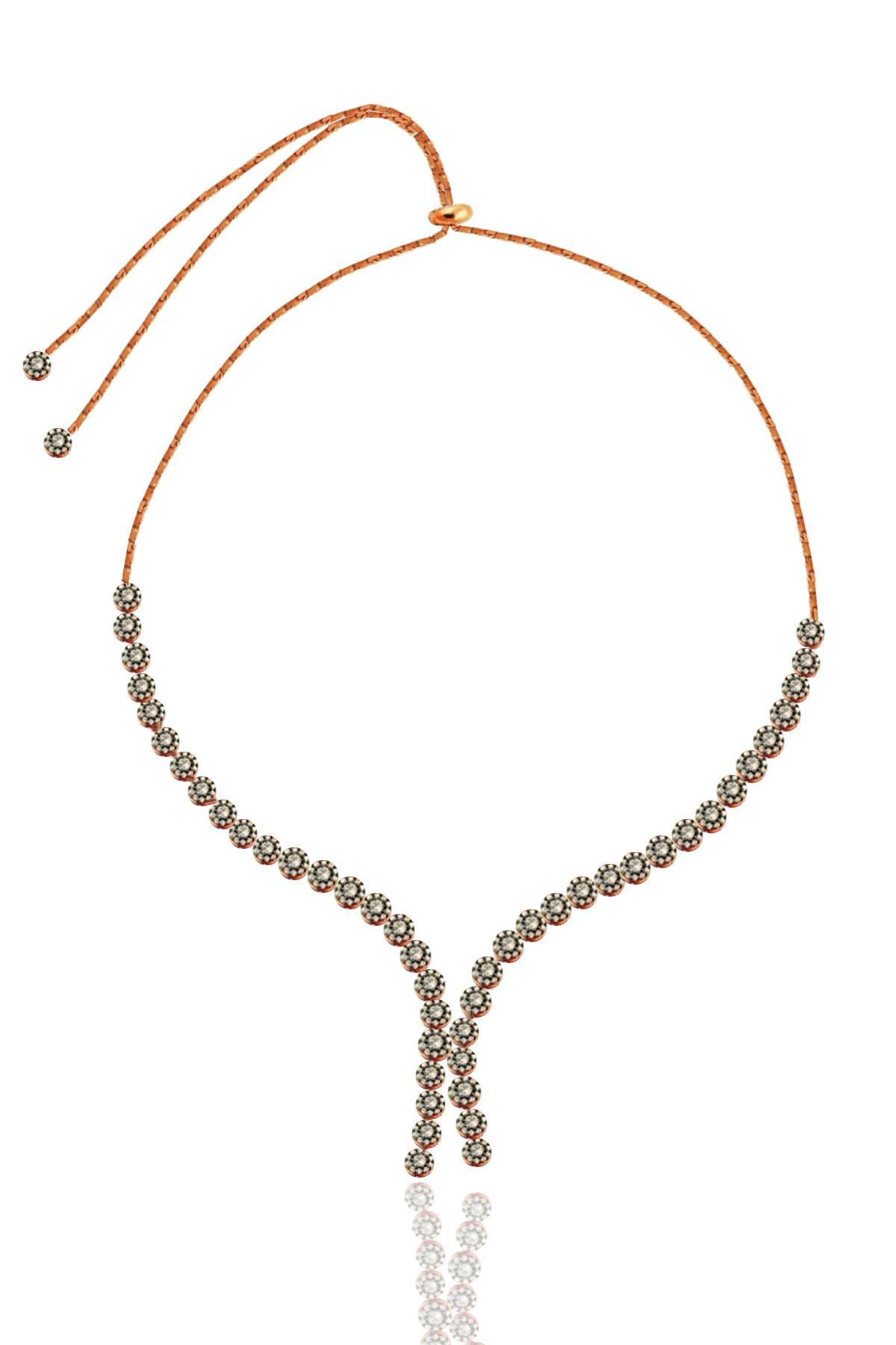 Söğütlü Silver Beyaz Zirkon Taşlı 925 Ayar Kararmayan Asansörlü Zincir Kadın Gümüş Kolye 72 cm