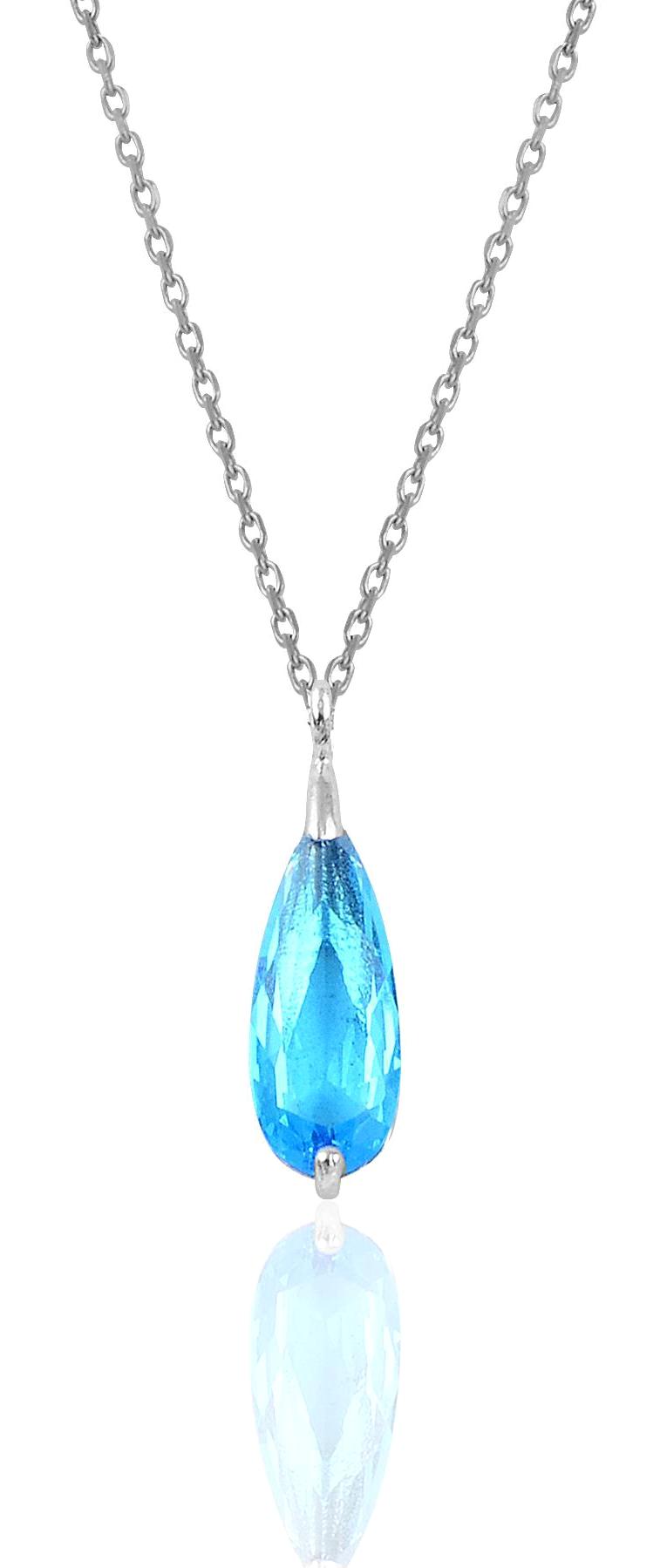 Söğütlü Silver Turkuaz Lapis Taşlı 925 Ayar Kararmayan Damla Forse Zincir Kadın Gümüş Kolye 45 cm
