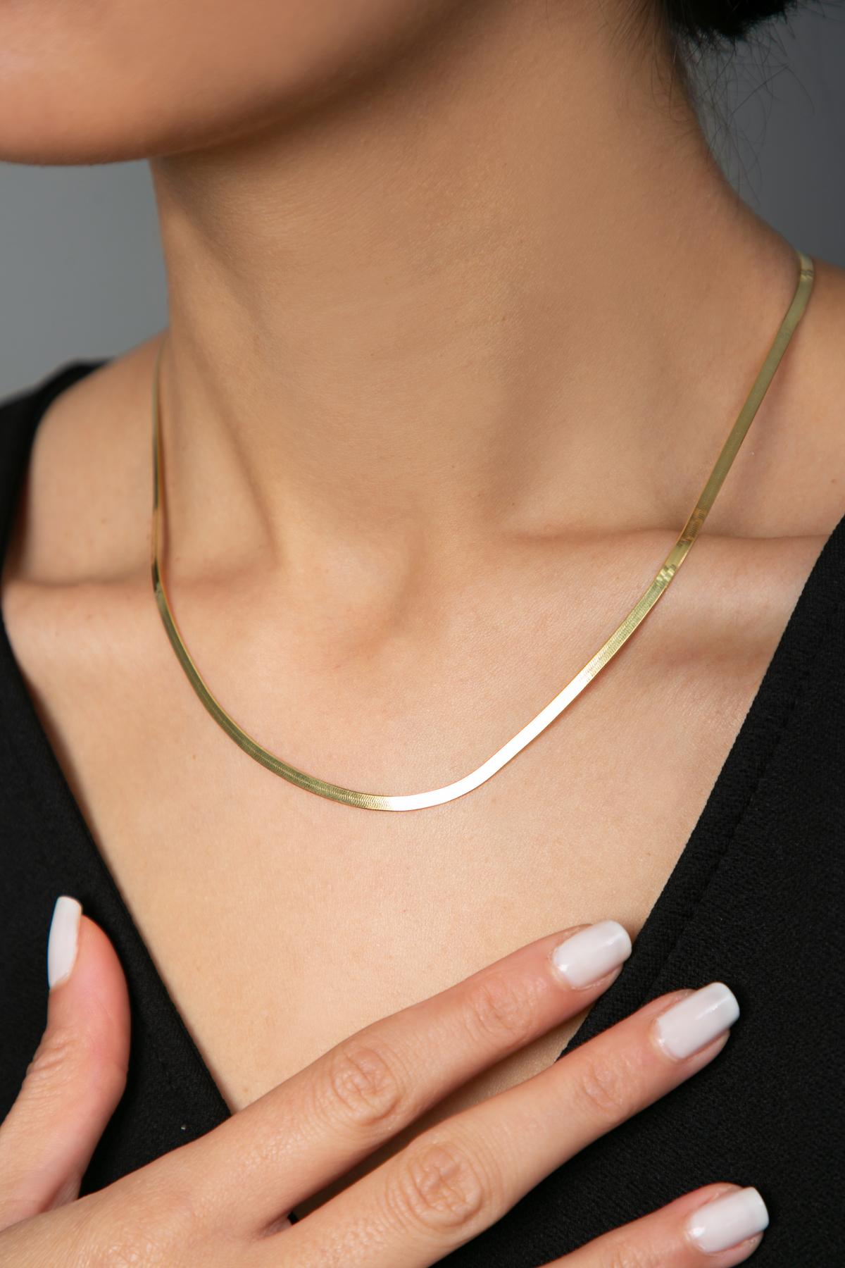 Elika Silver Beyaz 925 Ayar Kararmayan Yıldız Yassı Zincir Kadın Gümüş Kolye 40 cm