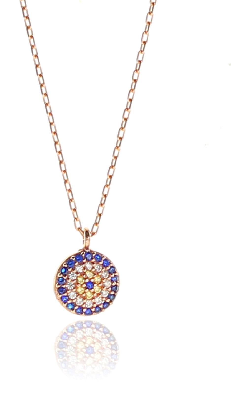 Söğütlü Silver Çok Renkli Safir Zirkon Taşlı 925 Ayar Kararmayan Forse Zincir Kadın Gümüş Kolye 45 cm
