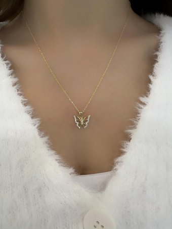 Choice Beyaz Zirkon Kararmayan Terlik Düz Zincir Kadın Gümüş Kolye 45 cm