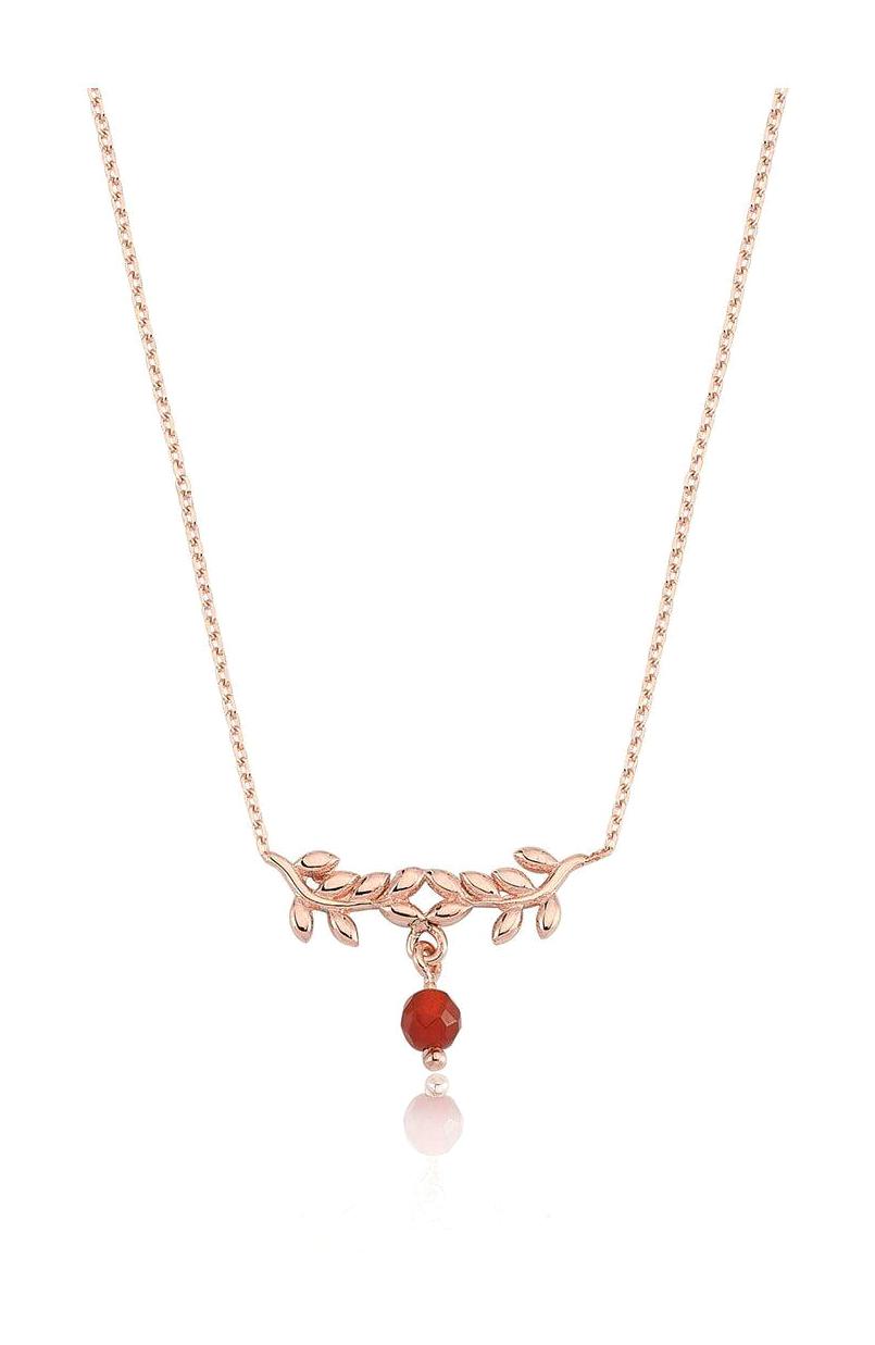 Fasekgold Dal Kırmızı Yakut Taşlı Kararmayan Seyrek Forse Zincir Kadın Gümüş Kolye 45 cm