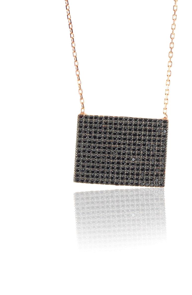 Söğütlü Silver Siyah Zirkon Taşlı 925 Ayar Kararmayan Forse Zincir Kadın Gümüş Kolye 42 cm