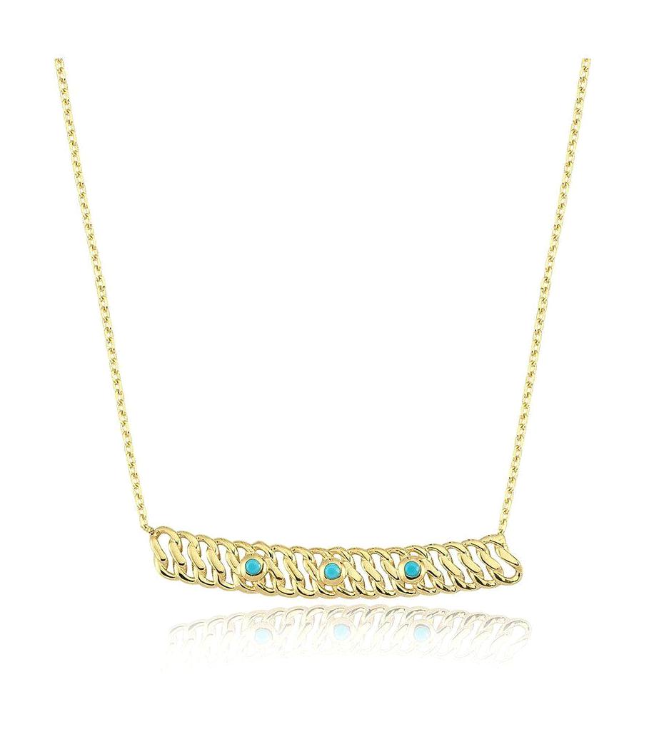 Fasekgold Nazar Mavi Zirkon Kararmayan Düz Zincir Kadın Gümüş Kolye 45 cm