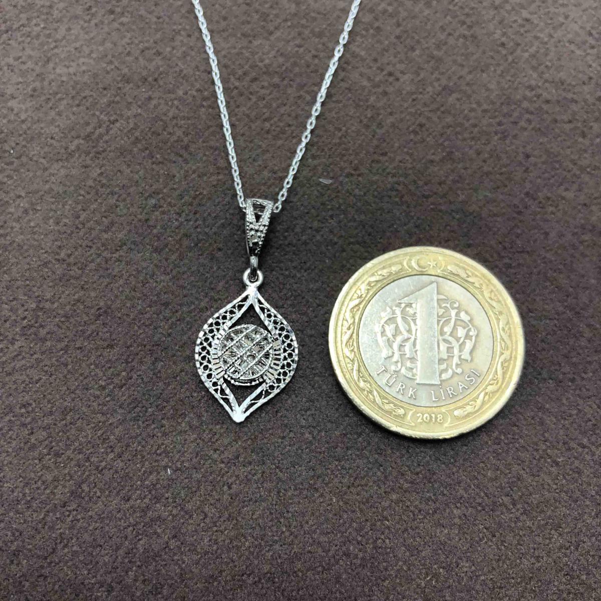Midyat Nurtaş Gümüş Yıldız Beyaz 925 Ayar Halat Zincir Kadın Gümüş Kolye