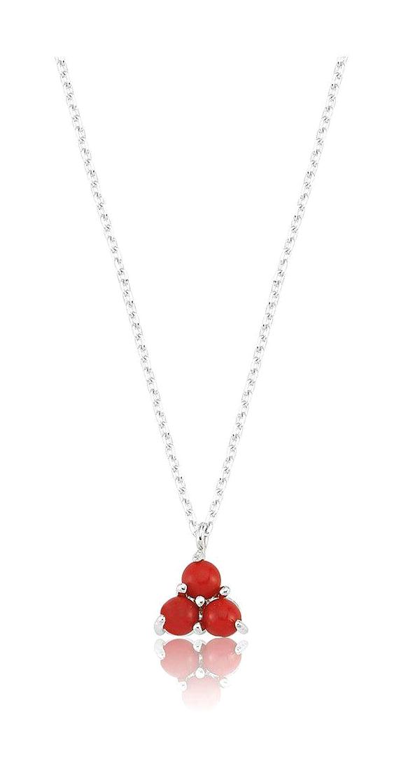 Fasekgold Yuvarlak Kırmızı Zirkon Kararmayan Düz Zincir Kadın Gümüş Kolye 45 cm