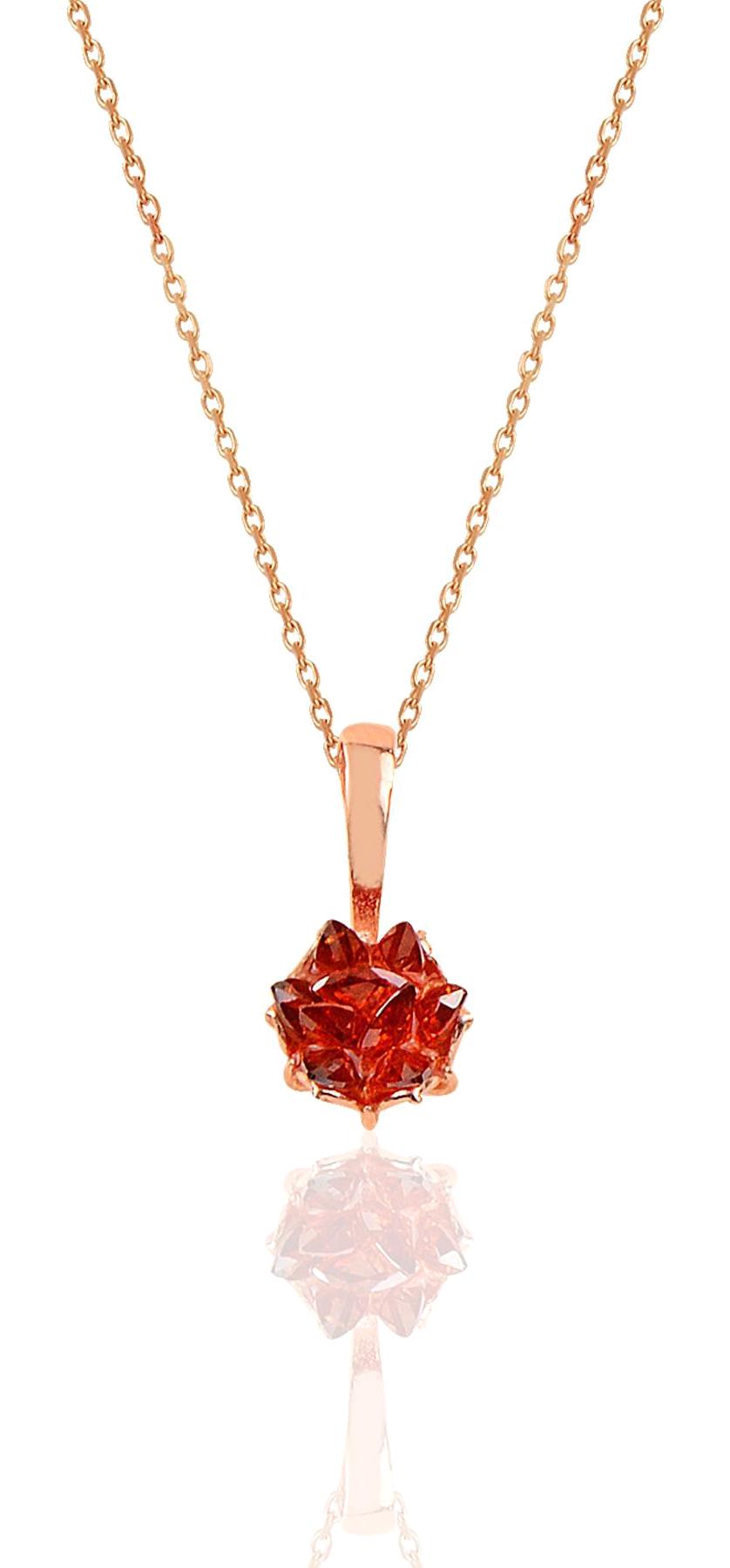Söğütlü Silver Kırmızı Lal Taşlı 925 Ayar Kararmayan Lotus Çiçeği Forse Zincir Kadın Gümüş Kolye 45 cm