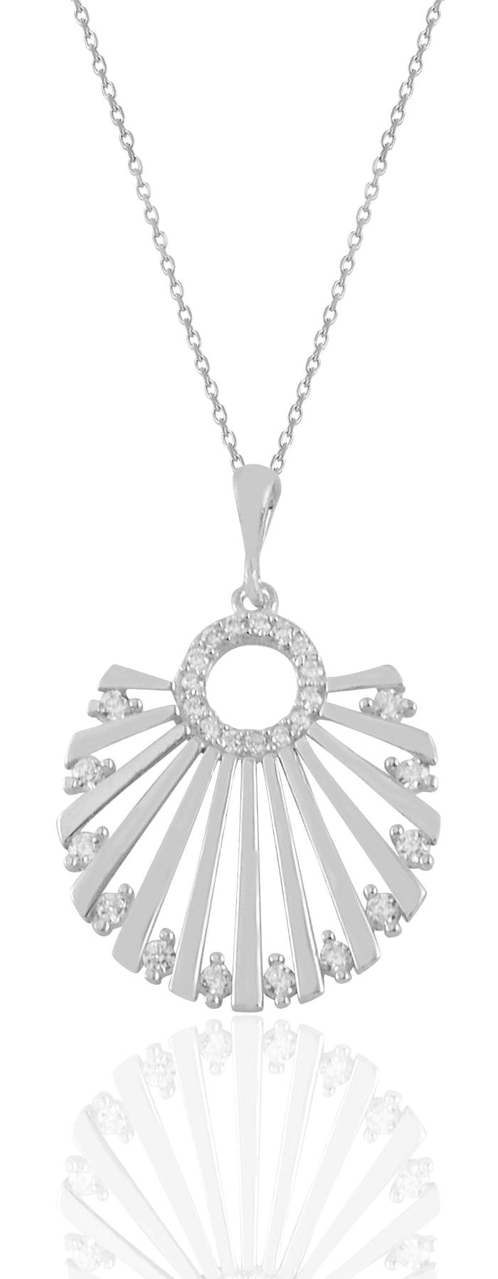 Söğütlü Silver Beyaz Zirkon Taşlı 925 Ayar Kararmayan Midye Forse Zincir Kadın Gümüş Kolye 45 cm