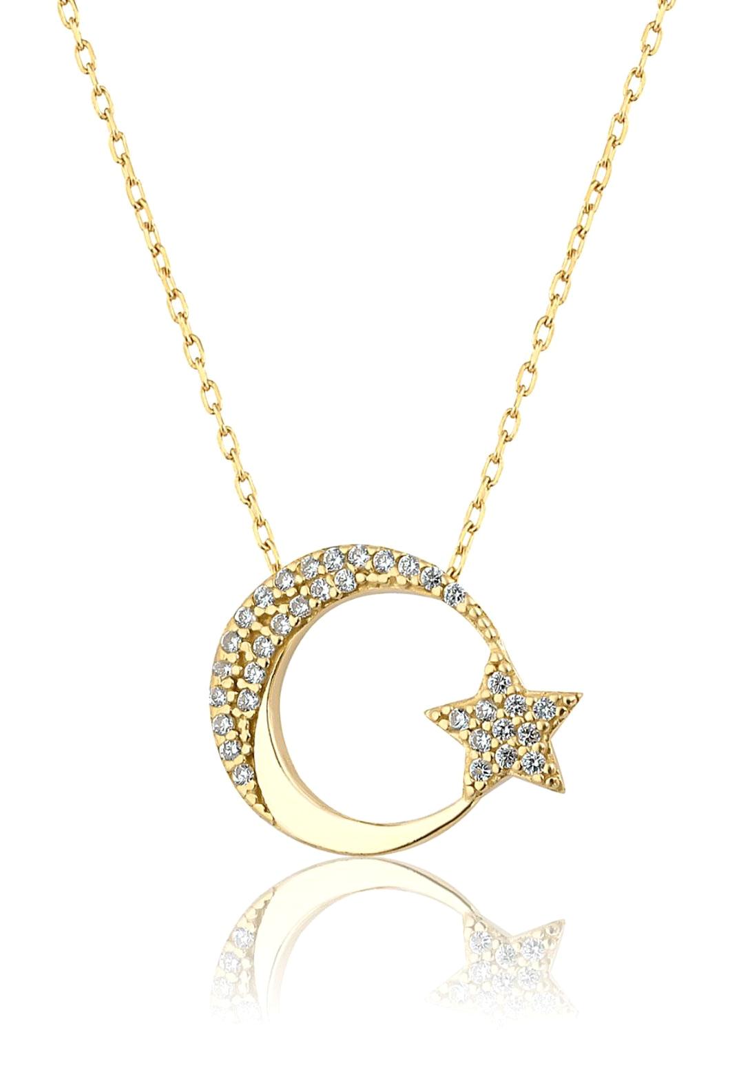 Elika Silver Gezegen Beyaz Zirkon 925 Ayar Evet Kararmayan Düz Zincir Kadın Gümüş Kolye 43 cm