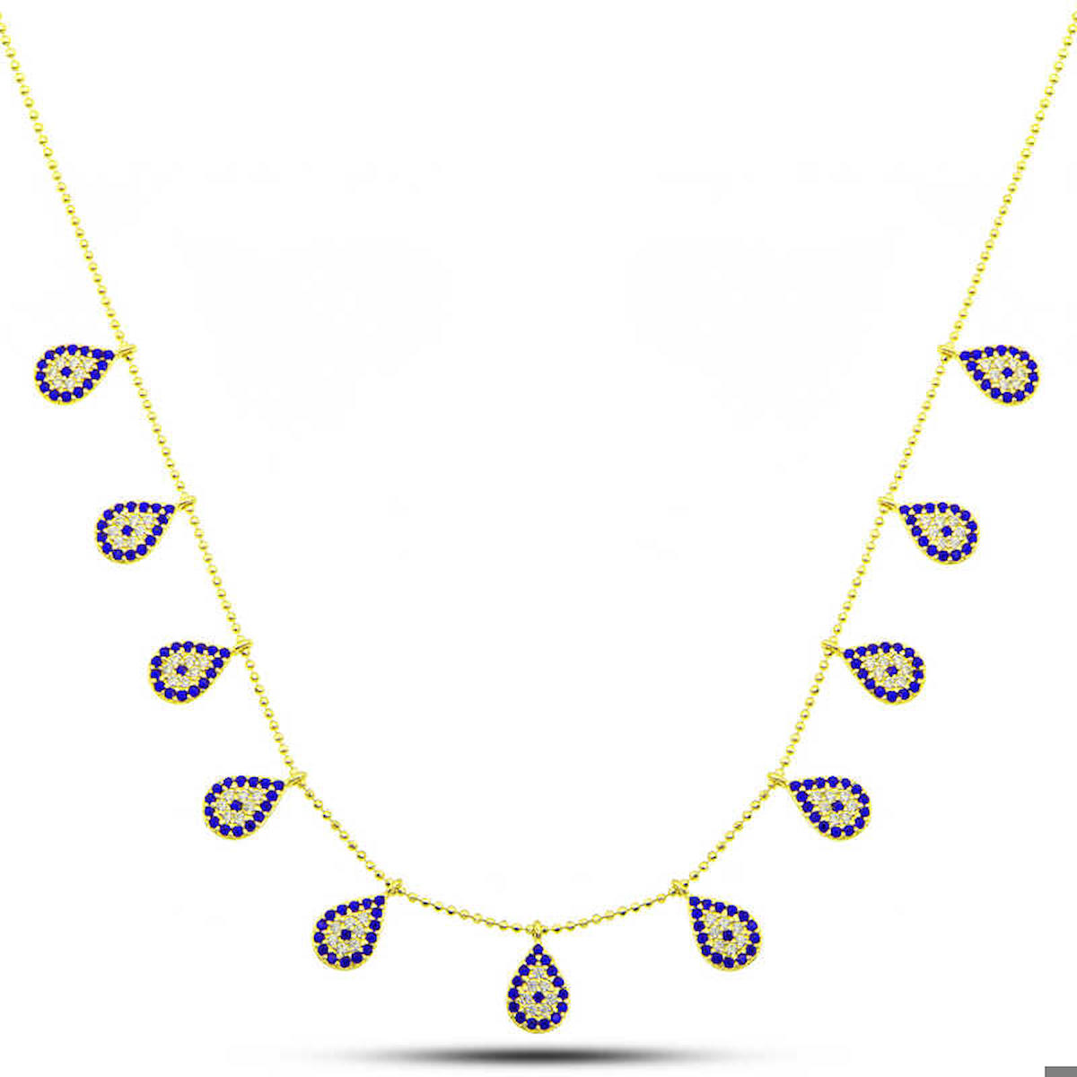 Aya Diamond Mücevherat Terlik Çok Renkli Zirkon Kararmayan Düz Zincir Kadın Gümüş Kolye 45 cm