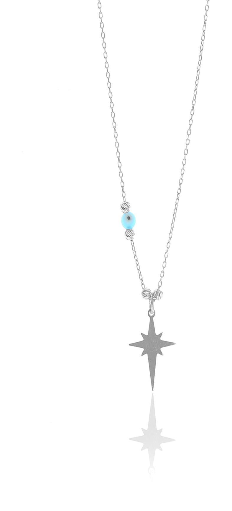 Söğütlü Silver Kutup Yıldızı Mavi Zirkon Taşlı 925 Ayar Kararmayan Forse Zincir Kadın Gümüş Kolye 40 cm