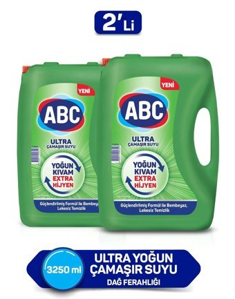 Abc Ekstra Hijyen Dağ Ferahlığı Banyo-Mutfak İçin Konsantre Sıvı Çamaşır Suyu 2x3.25 lt