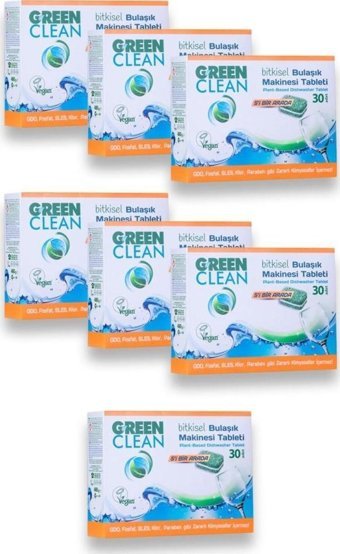 Green Clean Bitkisel Tablet Bulaşık Makinesi Deterjanı 7x30 Adet