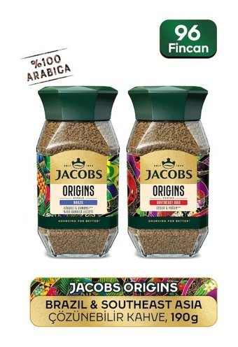 Jacobs Origins Brazil & Southeast Asia Kavanoz Granül Kahve 2x95 gr
