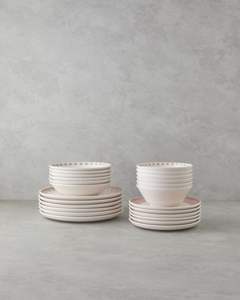 English Home Cloves 24 Parça 6 Kişilik Seramik Yemek Takımı Pembe