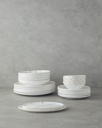 English Home Sunshine 27 Parça 6 Kişilik Bone Porselen Yemek Takımı Gold