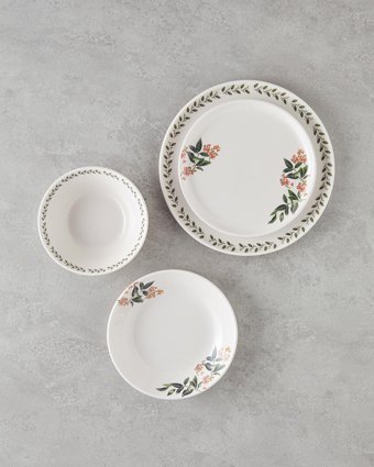 English Home Elena 16 Parça 4 Kişilik Seramik Yemek Takımı Turuncu-Yeşil