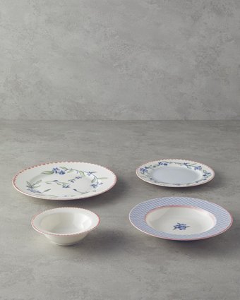 English Home Dreamland 24 Parça 6 Kişilik Porselen Yemek Takımı Mavi-Pembe