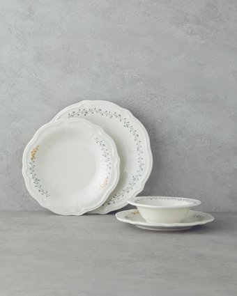 English Home Frezya 24 Parça 6 Kişilik Porselen Yemek Takımı Sarı-Yeşil