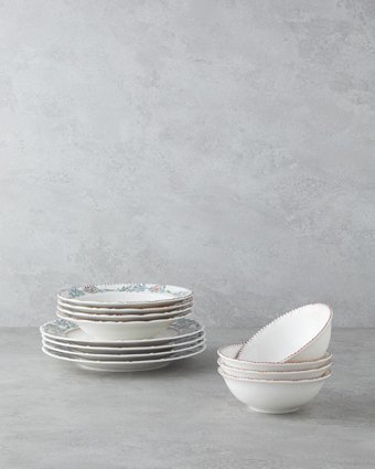 English Home Elegant 12 Parça 4 Kişilik Porselen Yemek Takımı Çok Renkli