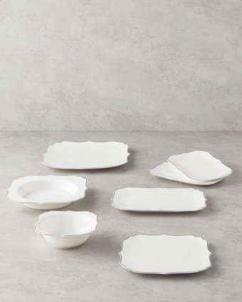 English Home Napoli 27 Parça 6 Kişilik Bone Porselen Yemek Takımı Silver