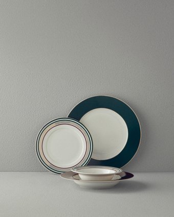 English Home Padova 24 Parça 6 Kişilik Porselen Yemek Takımı Mürdüm-Yeşil