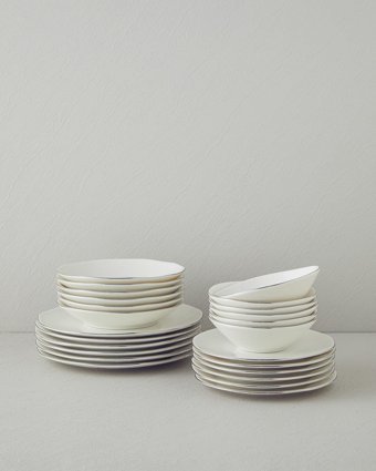 English Home Carmen 24 Parça 6 Kişilik Porselen Yemek Takımı Silver