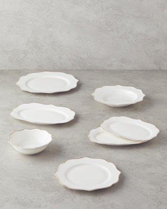English Home Valencia 27 Parça 6 Kişilik Bone Porselen Yemek Takımı Gold