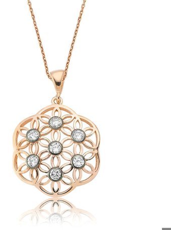 Serra Jewels Yaşam Çiçeği Beyaz-Mavi Zirkon Taşlı 925 Ayar Kararmayan Forse Zincir Kadın Gümüş Kolye 45 cm