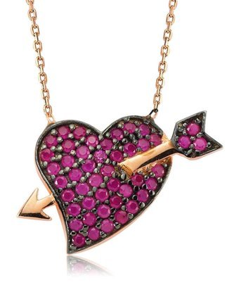 Serra Jewels Oklu Pembe Zirkon Taşlı 925 Ayar Kararmayan Forse Zincir Kadın Gümüş Kolye 45 cm