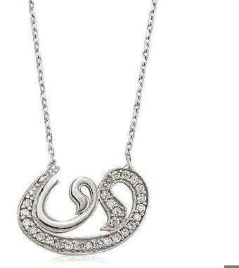 Serra Jewels Vav Beyaz Zirkon Taşlı 925 Ayar Kararmayan Forse Zincir Kadın Gümüş Kolye 45 cm