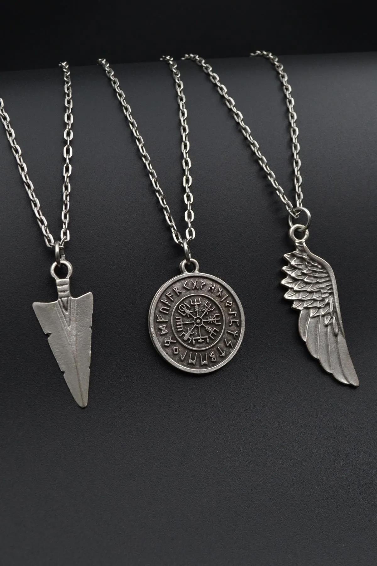 Herşey Nota Geometrik Gümüş Metal 925 Ayar Kararmayan Halka Zincir Kadın Gümüş Kolye 60 cm