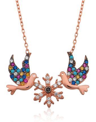 Serra Jewels Çok Renkli Zirkon Taşlı 925 Ayar Kararmayan Forse Zincir Kadın Gümüş Kolye 45 cm
