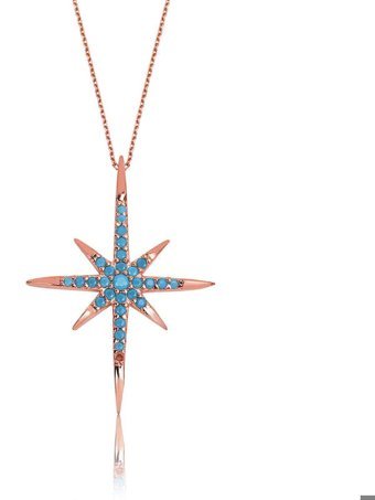 Serra Jewels Kutup Yıldızı Beyaz Zirkon Taşlı 925 Ayar Kararmayan Forse Zincir Kadın Gümüş Kolye 45 cm