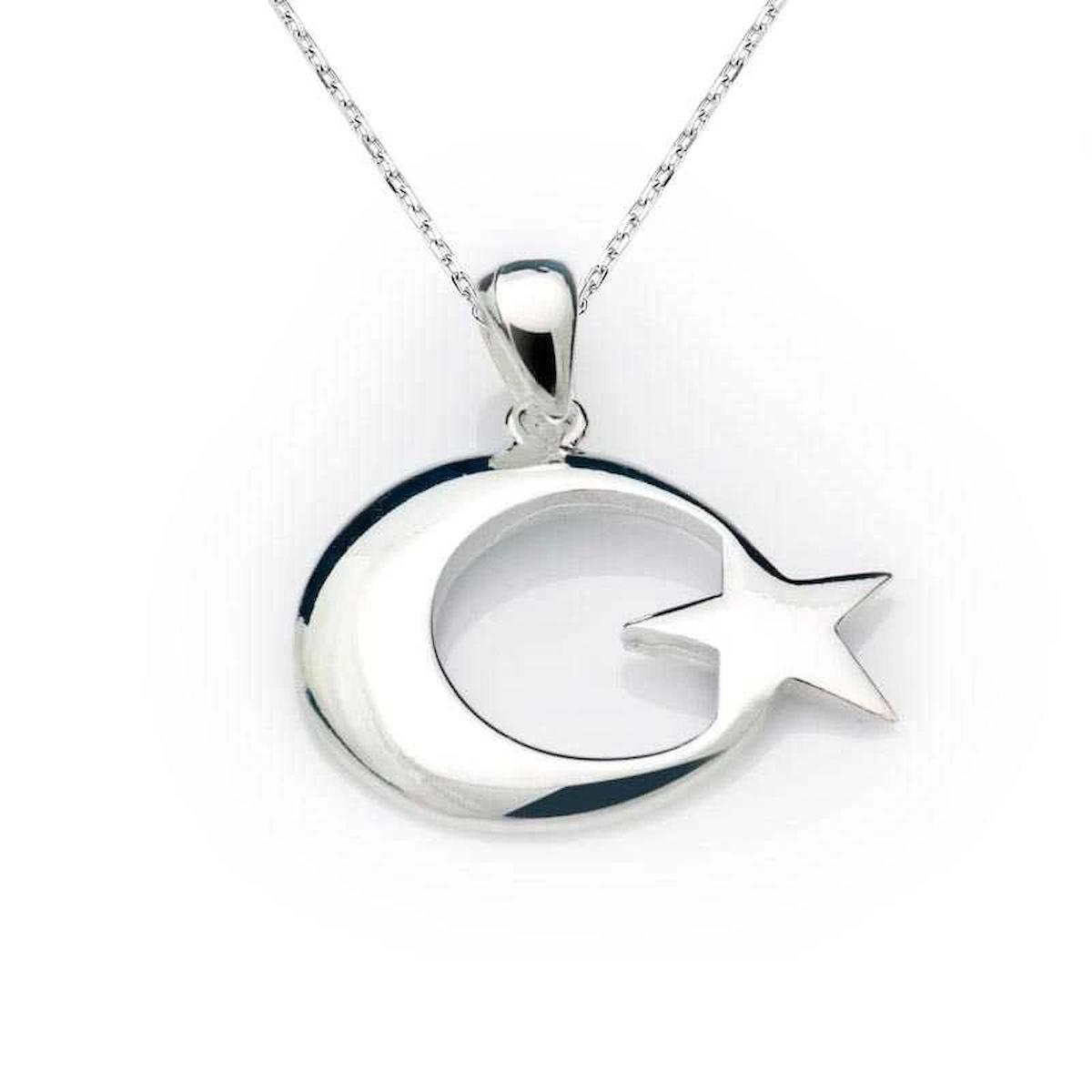 Gumush Ay Yıldız Gümüş 925 Ayar Kararmayan Yuvarlak Forse Zincir Kadın Gümüş Kolye 45 cm