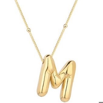 Serra Jewels Gold M Harfli 925 Ayar Altın Kaplama Kararmayan Forse Zincir Kadın Gümüş Kolye 45 cm