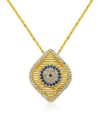 Serra Jewels Nazar Boncuklu Çok Renkli Zirkon Taşlı 925 Ayar Kararmayan Yuvarlak Forse Zincir Kadın Gümüş Kolye 45 cm
