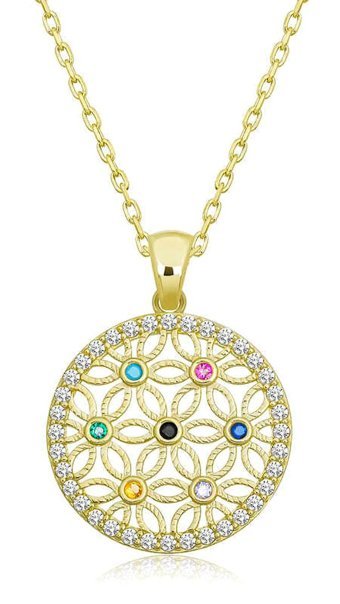 Serra Jewels Yaşam Çiçeği Çok Renkli Zirkon Taşlı 925 Ayar Kararmayan Forse Zincir Kadın Gümüş Kolye 45 cm