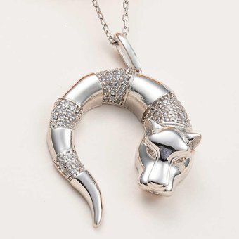 Serra Jewels Kaplan Figürlü Gümüş 925 Ayar Kararmayan Forse Zincir Kadın Gümüş Kolye 45 cm