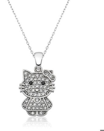 Serra Jewels Kedili Beyaz Zirkon Taşlı 925 Ayar Kararmayan Forse Zincir Kadın Gümüş Kolye 45 cm