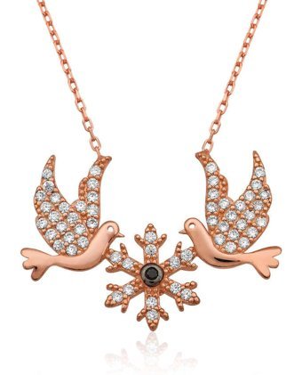 Serra Jewels Kuş Figürlü Beyaz Zirkon Taşlı 925 Ayar Kararmayan Forse Zincir Kadın Gümüş Kolye 45 cm