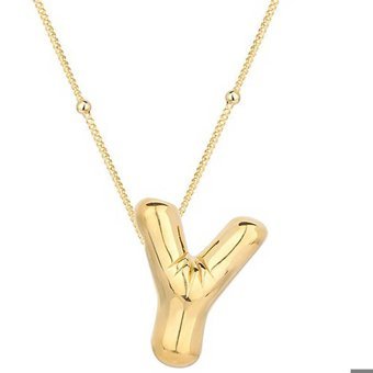 Serra Jewels Gold Taşlı Y Harfli 925 Ayar Altın Kaplama Kararmayan Forse Zincir Kadın Gümüş Kolye 45 cm