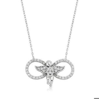 Serra Jewels Melek Beyaz Zirkon Taşlı 925 Ayar Kararmayan Sonsuzluk Forse Zincir Kadın Gümüş Kolye 45 cm