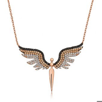 Serra Jewels Mikail Meleği Çok Renkli Zirkon Taşlı 925 Ayar Altın Kaplama Kararmayan Yuvarlak Forse Zincir Kadın Gümüş Kolye 45 cm